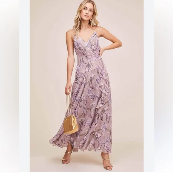 ASTR the label  floral slit front maxi dress 8 - Picture 2 of 9